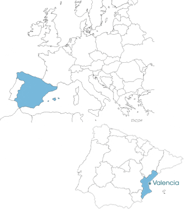 map showing Spain and Valencia